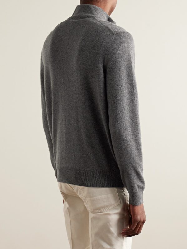 Slim-Fit Baby Cashmere Half-Zip Sweater - BK Slim-Fit Baby Cashmere Half-Zip Sweater - BK