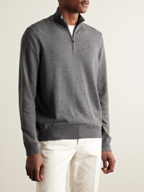 Slim-Fit Baby Cashmere Half-Zip Sweater - FR Slim-Fit Baby Cashmere Half-Zip Sweater - FR