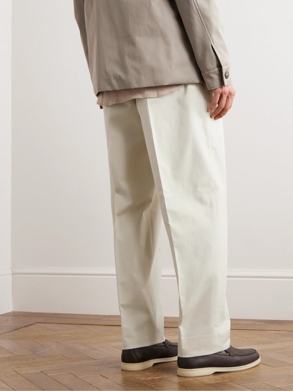 Gosen Straight-Leg Pleated Cotton-Blend Trousers - BK Gosen Straight-Leg Pleated Cotton-Blend Trousers - BK