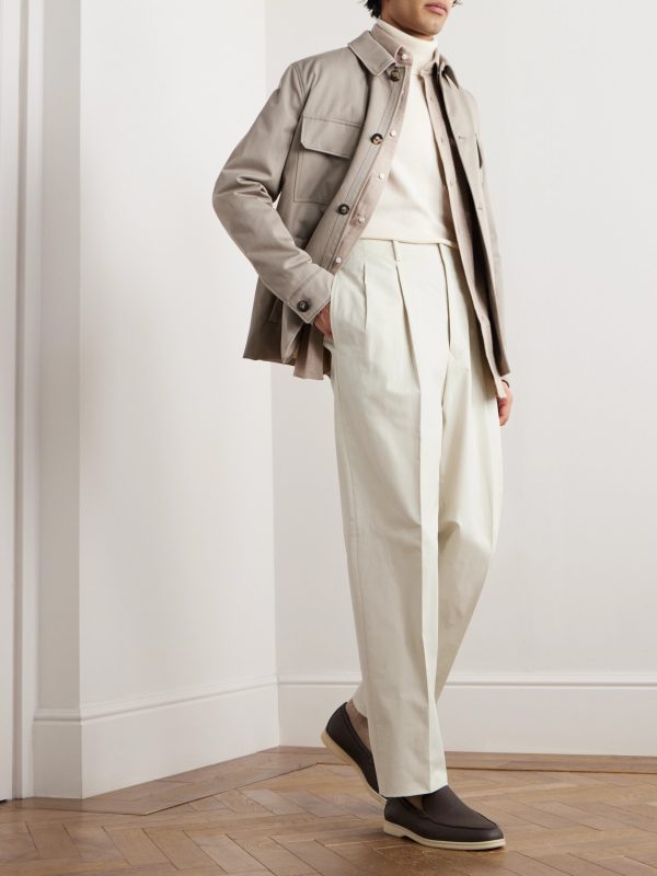Gosen Straight-Leg Pleated Cotton-Blend Trousers - OU Gosen Straight-Leg Pleated Cotton-Blend Trousers - OU