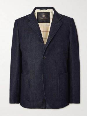 Spagna Leather-Trimmed Cotton and Cashmere-Blend Denim Jacket Spagna Leather-Trimmed Cotton and Cashmere-Blend Denim Jacket