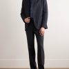 Spagna Leather-Trimmed Cotton and Cashmere-Blend Denim Jacket - OU Spagna Leather-Trimmed Cotton and Cashmere-Blend Denim Jacket - OU