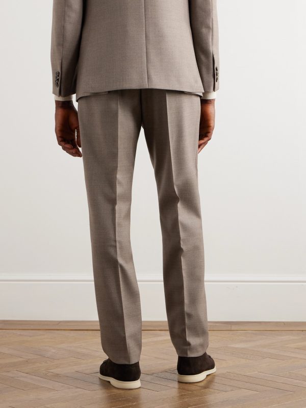 Straight-Leg Pleated Wool-Twill Suit Trousers - BK
