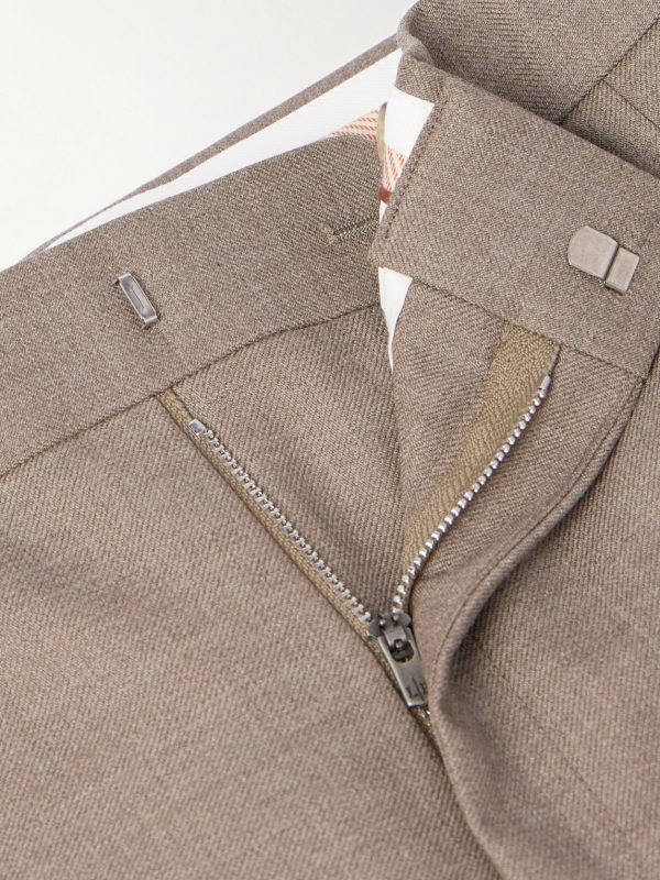 Straight-Leg Pleated Wool-Twill Suit Trousers - E1