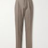 Straight-Leg Pleated Wool-Twill Suit Trousers