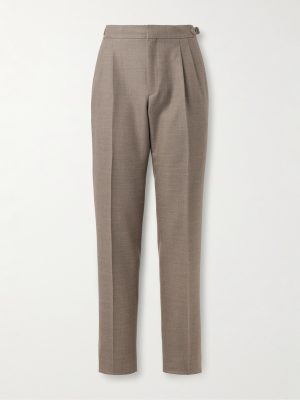 Straight-Leg Pleated Wool-Twill Suit Trousers