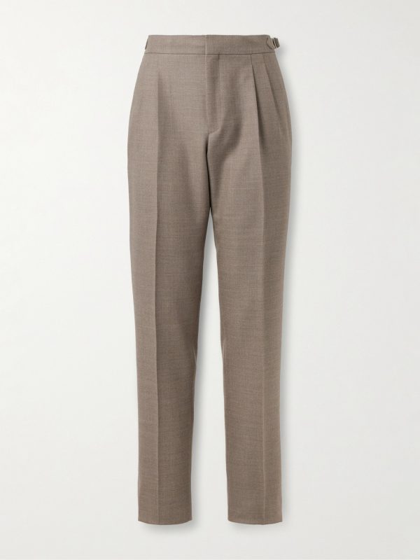 Straight-Leg Pleated Wool-Twill Suit Trousers