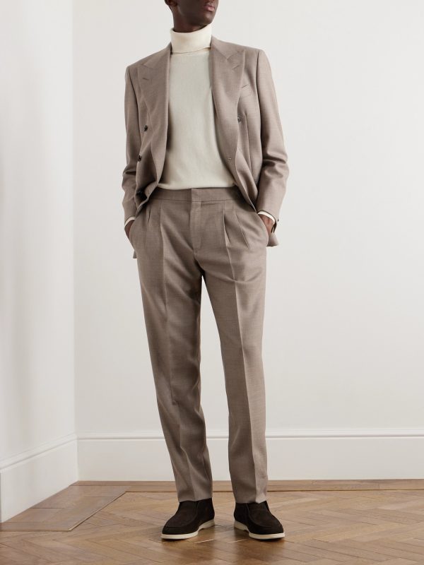 Straight-Leg Pleated Wool-Twill Suit Trousers - OU