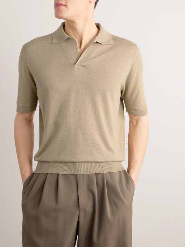 Silk and Linen-Blend Polo-Shirt - FR Silk and Linen-Blend Polo-Shirt - FR