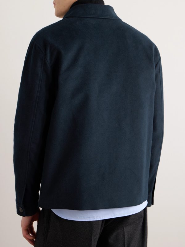 Double-Breasted Cotton and Cashmere-Blend Peacoat - BK Double-Breasted Cotton and Cashmere-Blend Peacoat - BK