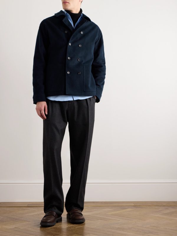 Double-Breasted Cotton and Cashmere-Blend Peacoat - OU Double-Breasted Cotton and Cashmere-Blend Peacoat - OU