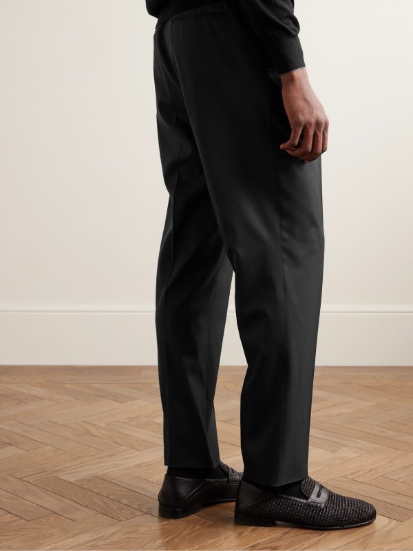 Slim-Fit Pleated Virgin Wool and Silk-Blend Tuxedo Trousers - BK