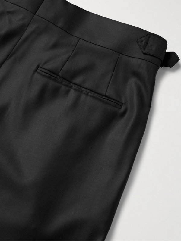 Slim-Fit Pleated Virgin Wool and Silk-Blend Tuxedo Trousers - CU