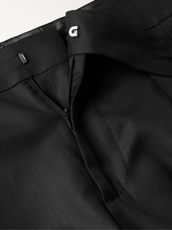Slim-Fit Pleated Virgin Wool and Silk-Blend Tuxedo Trousers - E1