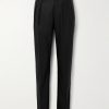 Slim-Fit Pleated Virgin Wool and Silk-Blend Tuxedo Trousers