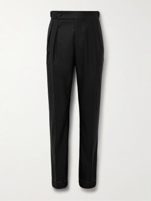 Slim-Fit Pleated Virgin Wool and Silk-Blend Tuxedo Trousers Slim-Fit Pleated Virgin Wool and Silk-Blend Tuxedo Trousers