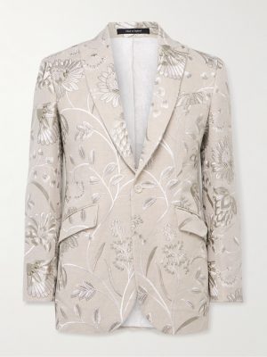 Newport Embroidered Linen and Cotton-Blend Tuxedo Jacket Newport Embroidered Linen and Cotton-Blend Tuxedo Jacket