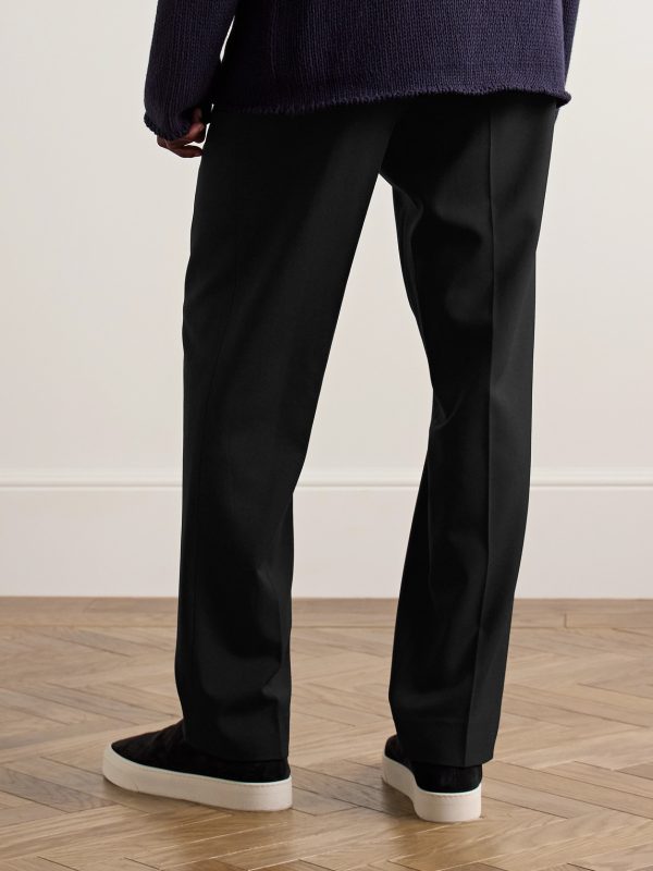 Elijah Straight-Leg Wool-Twill Trousers - BK Elijah Straight-Leg Wool-Twill Trousers - BK