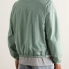 Leather-Trimmed Silk Bomber Jacket - BK Leather-Trimmed Silk Bomber Jacket - BK