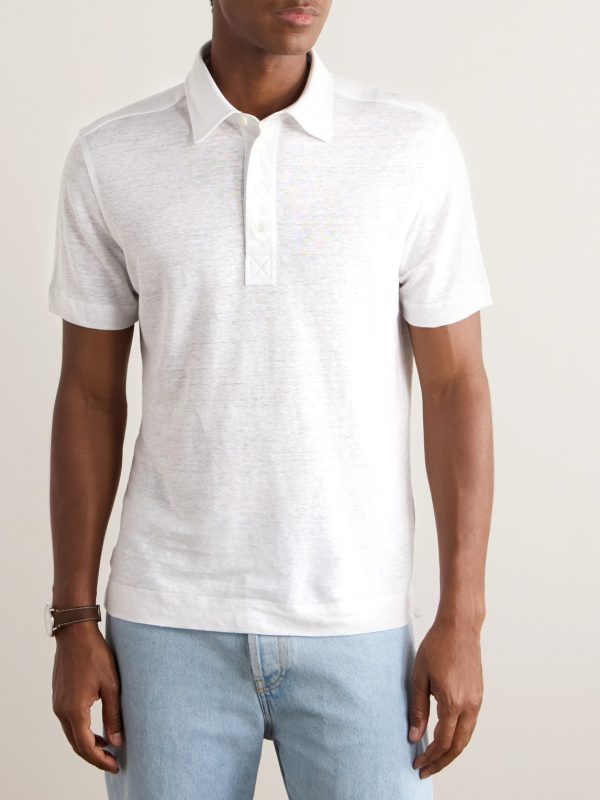 Slim-Fit Linen Polo Shirt - FR Slim-Fit Linen Polo Shirt - FR