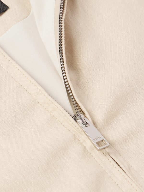 Leather-Trimmed Oasi Linen Jacket - CU Leather-Trimmed Oasi Linen Jacket - CU