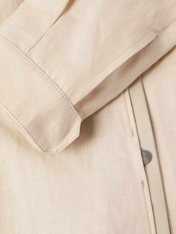 Leather-Trimmed Oasi Linen Jacket - E1 Leather-Trimmed Oasi Linen Jacket - E1