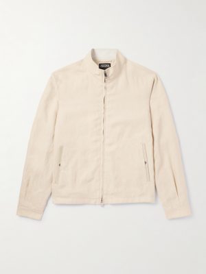 Leather-Trimmed Oasi Linen Jacket Leather-Trimmed Oasi Linen Jacket