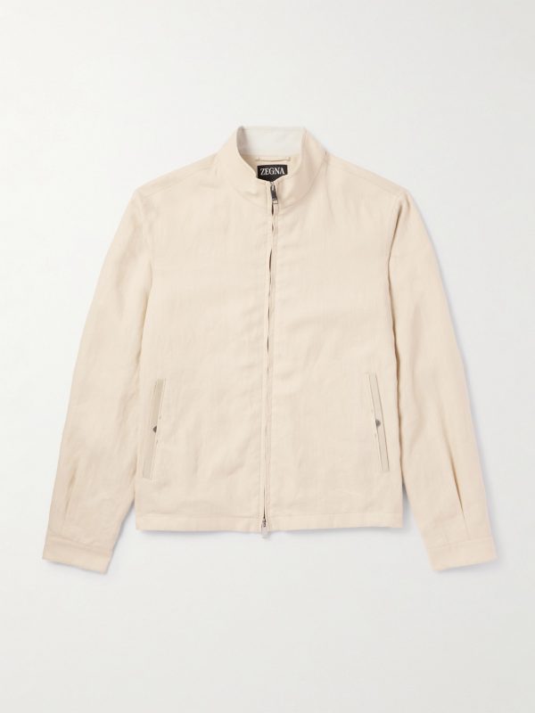 Leather-Trimmed Oasi Linen Jacket Leather-Trimmed Oasi Linen Jacket