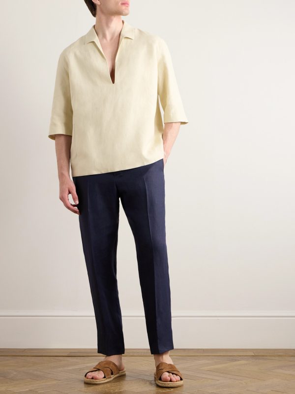 Tapered Oasi Linen Trousers - OU Tapered Oasi Linen Trousers - OU
