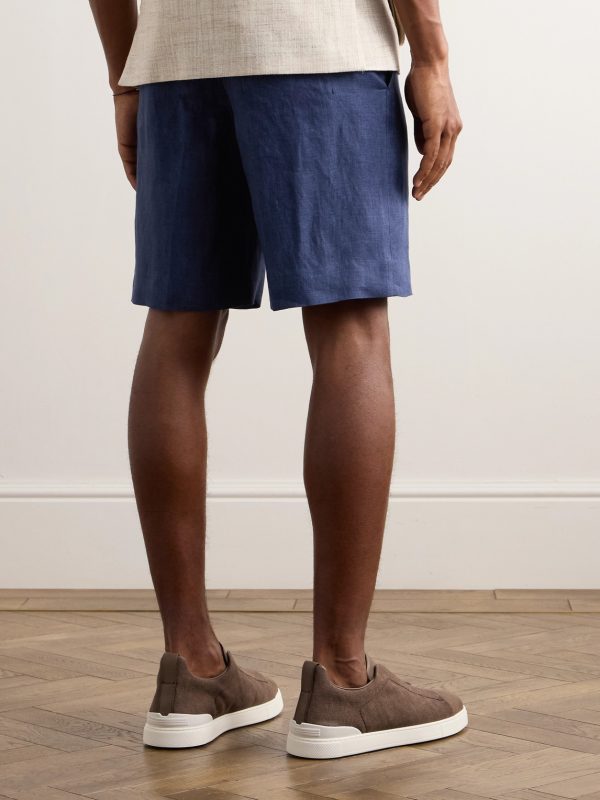 Straight-Leg Oasi Linen Shorts - BK Straight-Leg Oasi Linen Shorts - BK