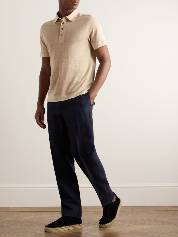 Slim-Fit Linen Polo Shirt - OU Slim-Fit Linen Polo Shirt - OU