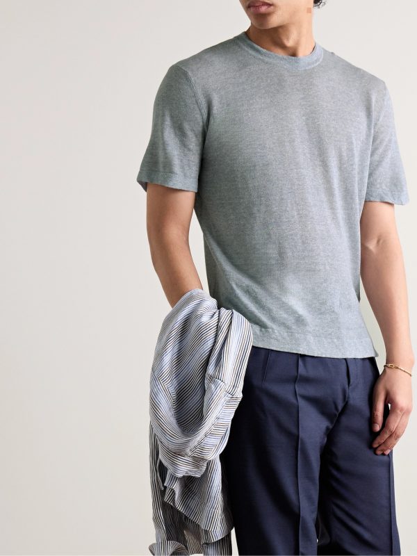 Linen and Cotton-Blend Jersey T-Shirt - FR Linen and Cotton-Blend Jersey T-Shirt - FR
