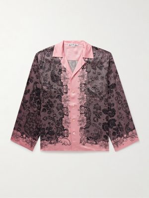 Sowen Camp-Collar Printed Satin Shirt Sowen Camp-Collar Printed Satin Shirt