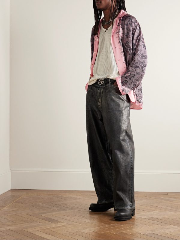Sowen Camp-Collar Printed Satin Shirt - OU