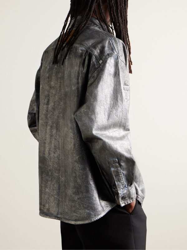 Santo Lunar Coated-Denim Shirt - BK Santo Lunar Coated-Denim Shirt - BK