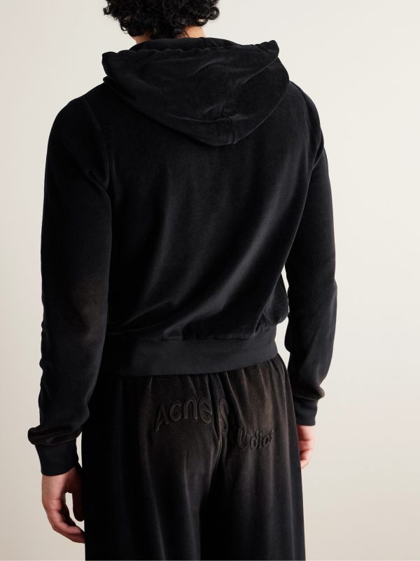 Faro Logo-Embossed Cotton-Blend Velour Hoodie - BK Faro Logo-Embossed Cotton-Blend Velour Hoodie - BK