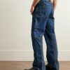 Straight-Leg Panelled Embroidered Padded Jeans - BK Straight-Leg Panelled Embroidered Padded Jeans - BK