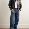 Straight-Leg Panelled Embroidered Padded Jeans - OU Straight-Leg Panelled Embroidered Padded Jeans - OU