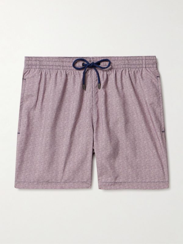 Straight-Leg Mid-Length Printed Shell Swim Shorts Straight-Leg Mid-Length Printed Shell Swim Shorts