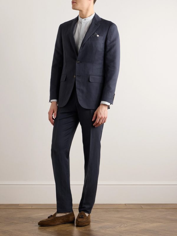 Slim-Fit Linen and Silk-Blend Blazer - OU Slim-Fit Linen and Silk-Blend Blazer - OU