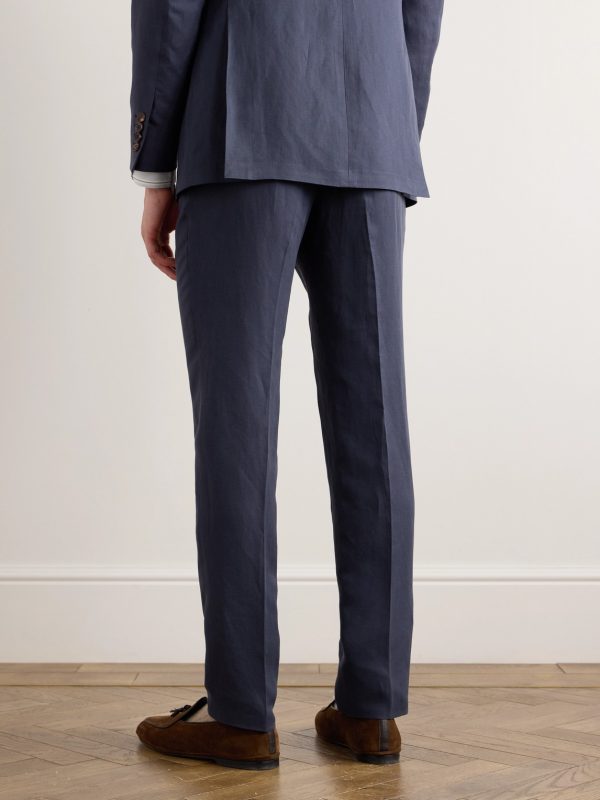 Slim-Fit Straight-Leg Linen and Silk-Blend Suit Trousers - BK Slim-Fit Straight-Leg Linen and Silk-Blend Suit Trousers - BK