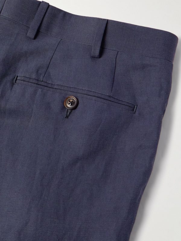Slim-Fit Straight-Leg Linen and Silk-Blend Suit Trousers - CU Slim-Fit Straight-Leg Linen and Silk-Blend Suit Trousers - CU
