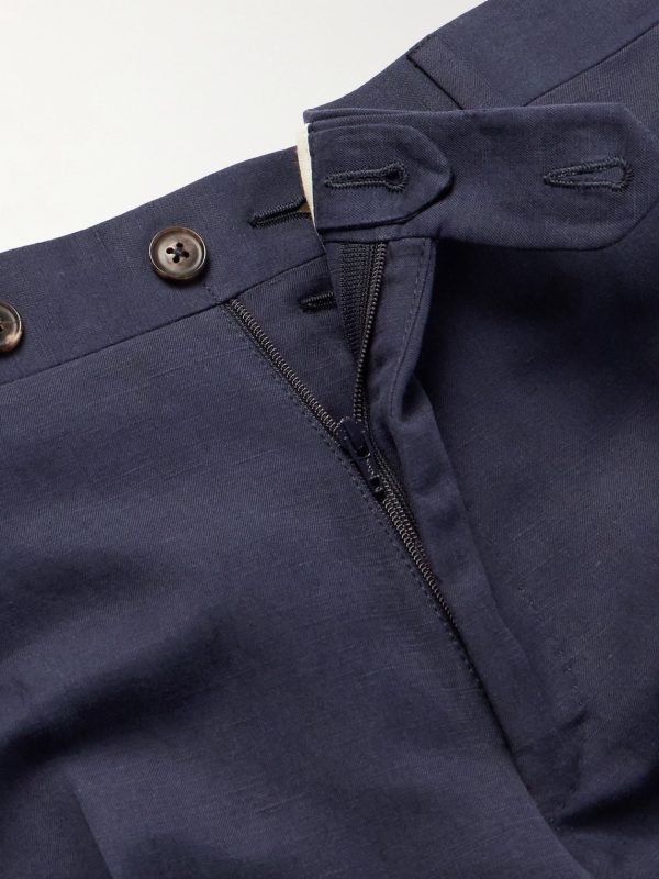 Slim-Fit Straight-Leg Linen and Silk-Blend Suit Trousers - E1 Slim-Fit Straight-Leg Linen and Silk-Blend Suit Trousers - E1
