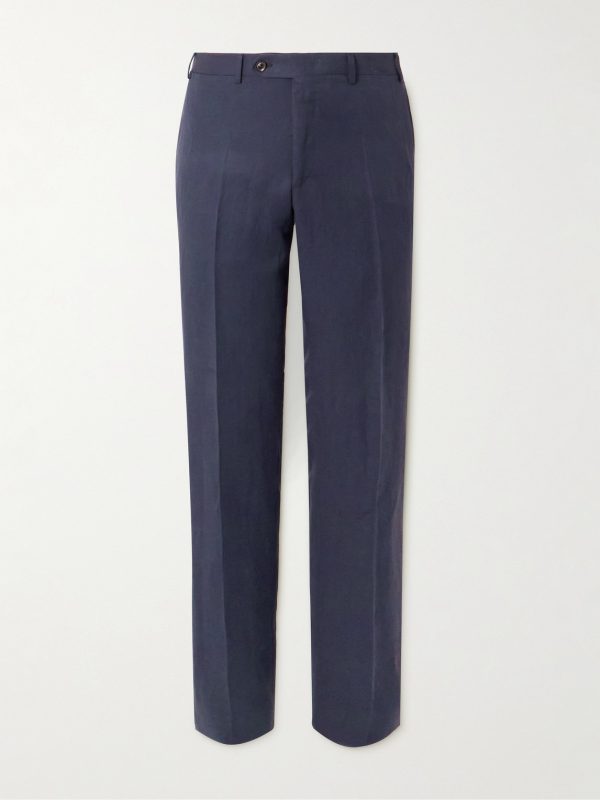 Slim-Fit Straight-Leg Linen and Silk-Blend Suit Trousers Slim-Fit Straight-Leg Linen and Silk-Blend Suit Trousers