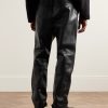 Slim-Fit Straight-Leg Full-Grain Leather Drawstring Trousers - BK Slim-Fit Straight-Leg Full-Grain Leather Drawstring Trousers - BK