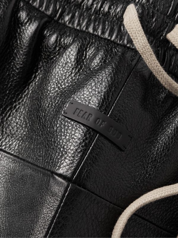 Slim-Fit Straight-Leg Full-Grain Leather Drawstring Trousers - CU Slim-Fit Straight-Leg Full-Grain Leather Drawstring Trousers - CU