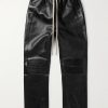 Slim-Fit Straight-Leg Full-Grain Leather Drawstring Trousers Slim-Fit Straight-Leg Full-Grain Leather Drawstring Trousers