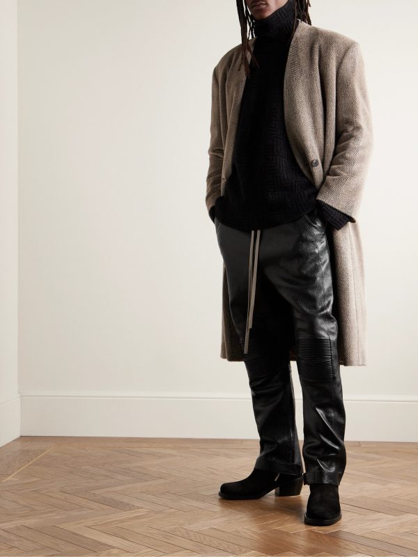 Slim-Fit Straight-Leg Full-Grain Leather Drawstring Trousers - OU Slim-Fit Straight-Leg Full-Grain Leather Drawstring Trousers - OU