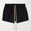 Wide-Leg Logo-Appliquéd Virgin Wool-Crepe Drawstring Shorts