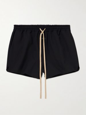Wide-Leg Logo-Appliquéd Virgin Wool-Crepe Drawstring Shorts Wide-Leg Logo-Appliquéd Virgin Wool-Crepe Drawstring Shorts